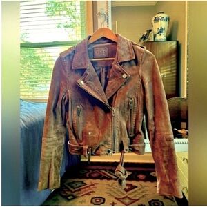 Blank NYC Real Suede Brown Tan Moto Jacket Womens size Small